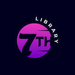 Logo 7th Library logo, whimsical coloring books